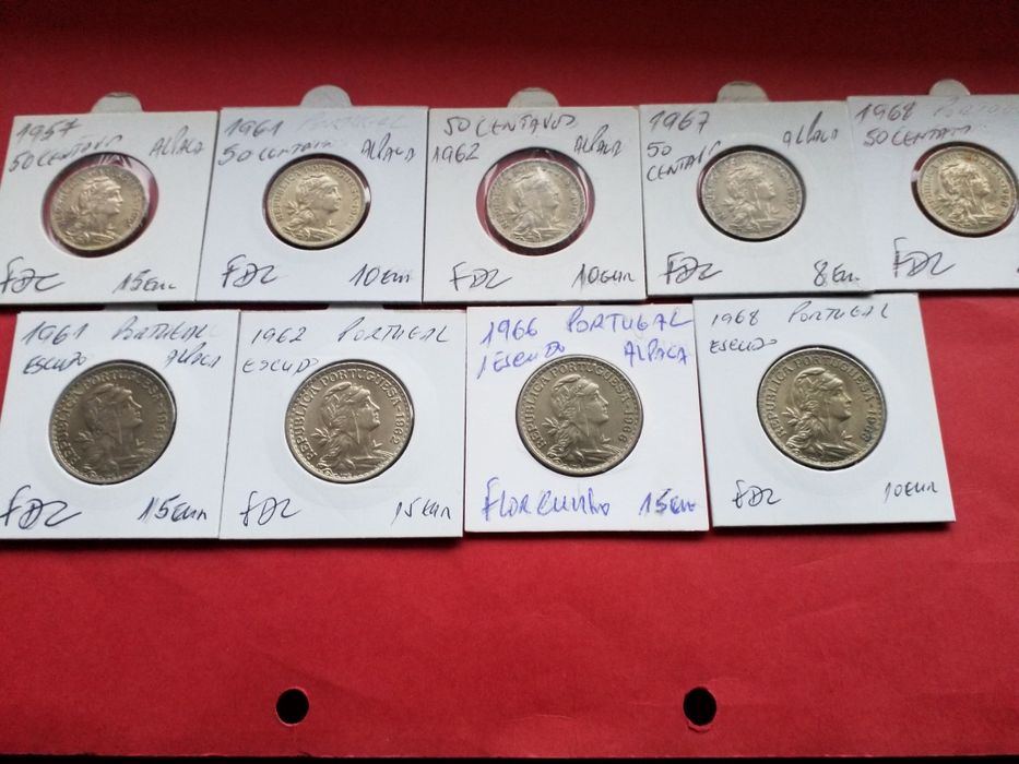 Moedas antigas portuguesas em alpaca.