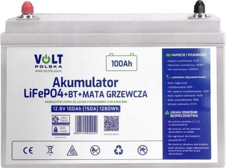 LiFePo4 акумулятор Volt Polska 100Ah 12V +BlueTooth 6AKLI10M12