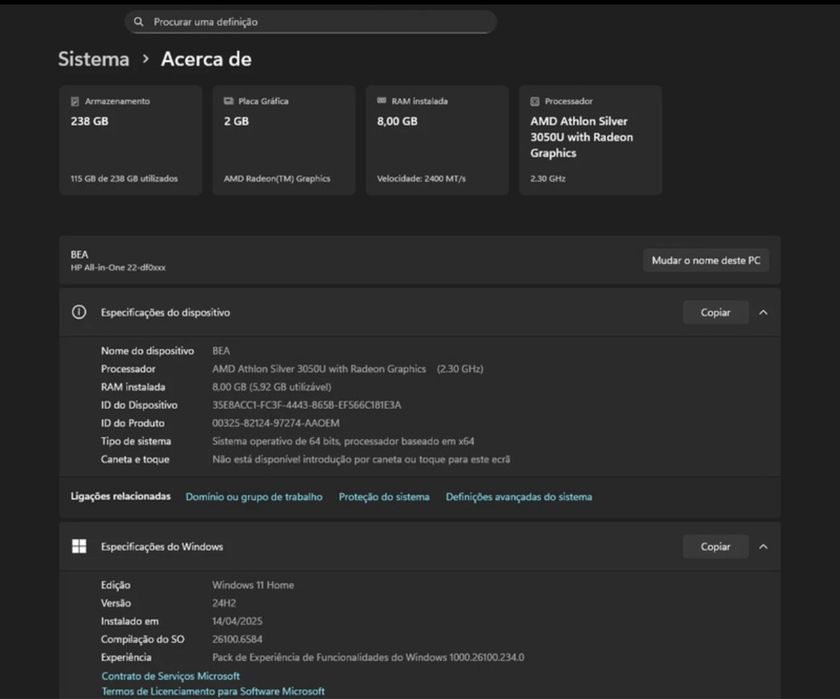 HP All-in-One pc secretaria