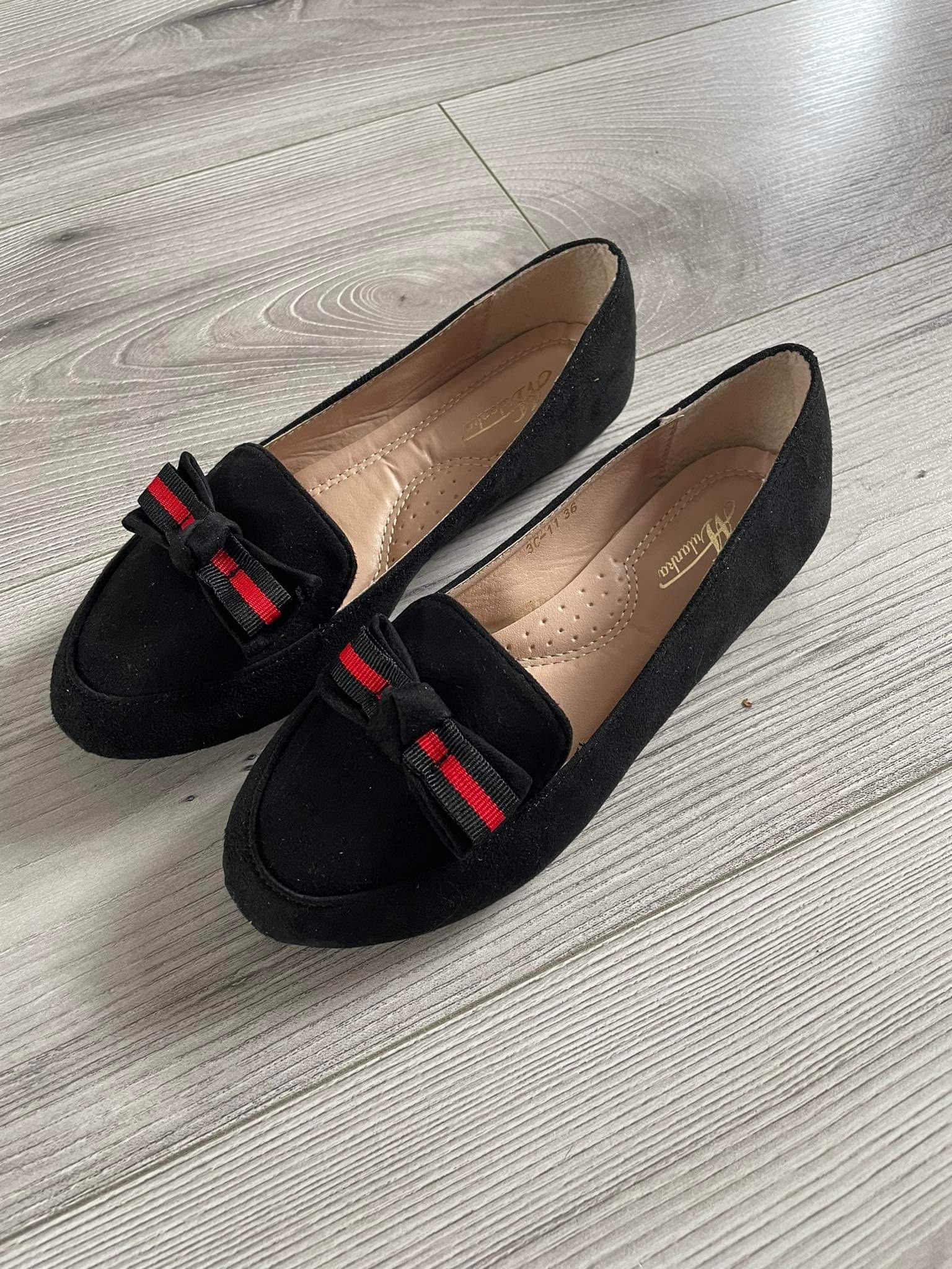 Nowe Złote i Czarne buty damskie balerinki z kokardką rozmiar 36 37
