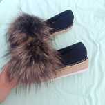 Espadryle mokasyny damskie obszyte naturalnym jeniotem