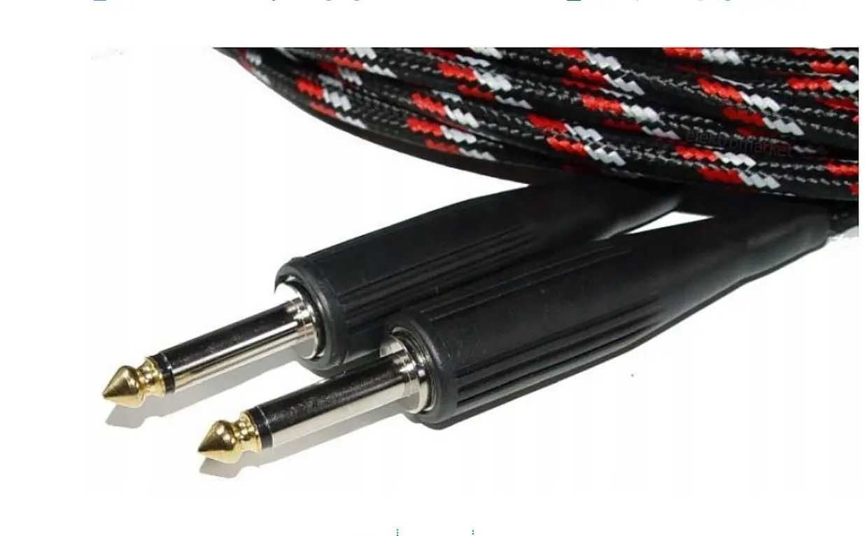 KABEL GITAROWY 5M JACK 6,3MM WTYK - WTYK HQ bawełniany oplot