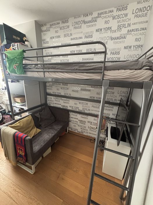 IKEA SVARTA Rama łóżka na antresoli 90x200 cm kanapa gratis !