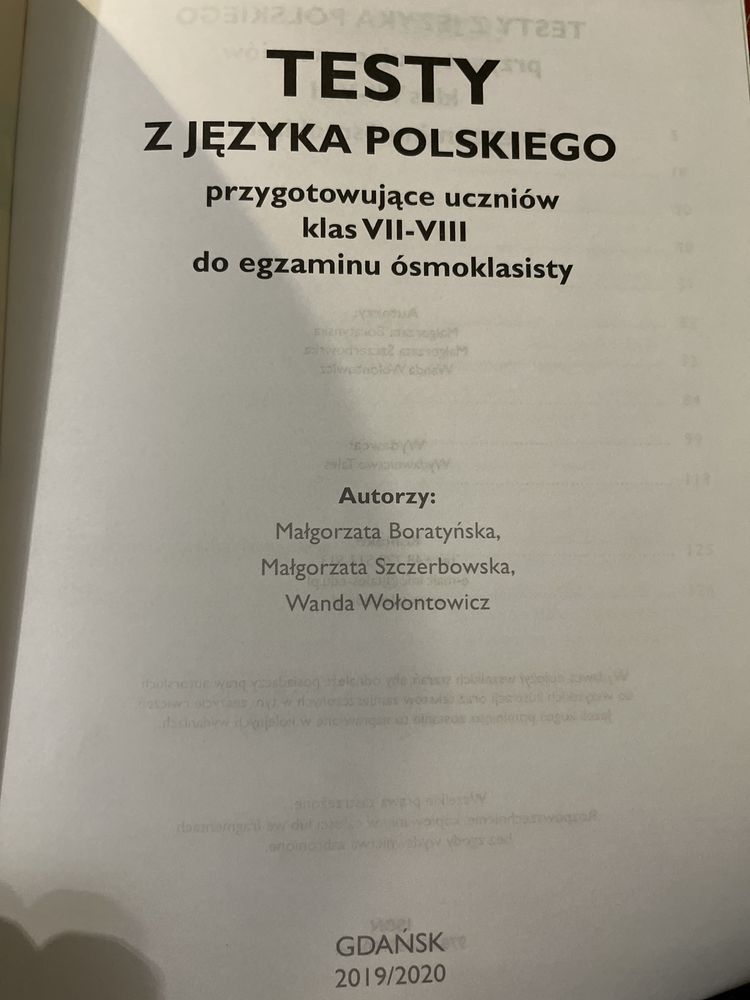 Testy z jezyka polskiego klasa 7 i 8