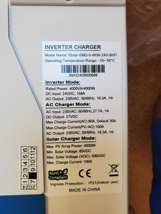 Гібридний інвертор EASUN POWER ISolar-SMG-II-4KW-24v-WIFI 100А