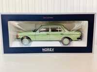 Mercedes-Benz 200 W123 „beczka” full open zielony Norev 1/18