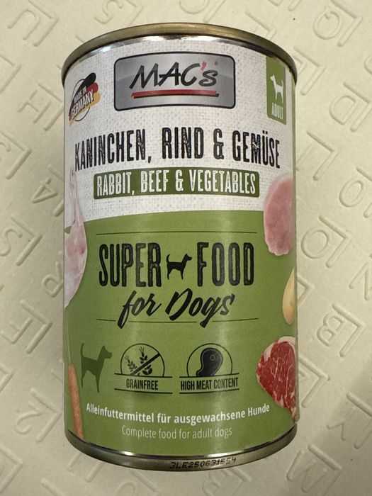 Mokra karma dla psa MAC’s Super Food – Rabbit, Beef & Vegetables