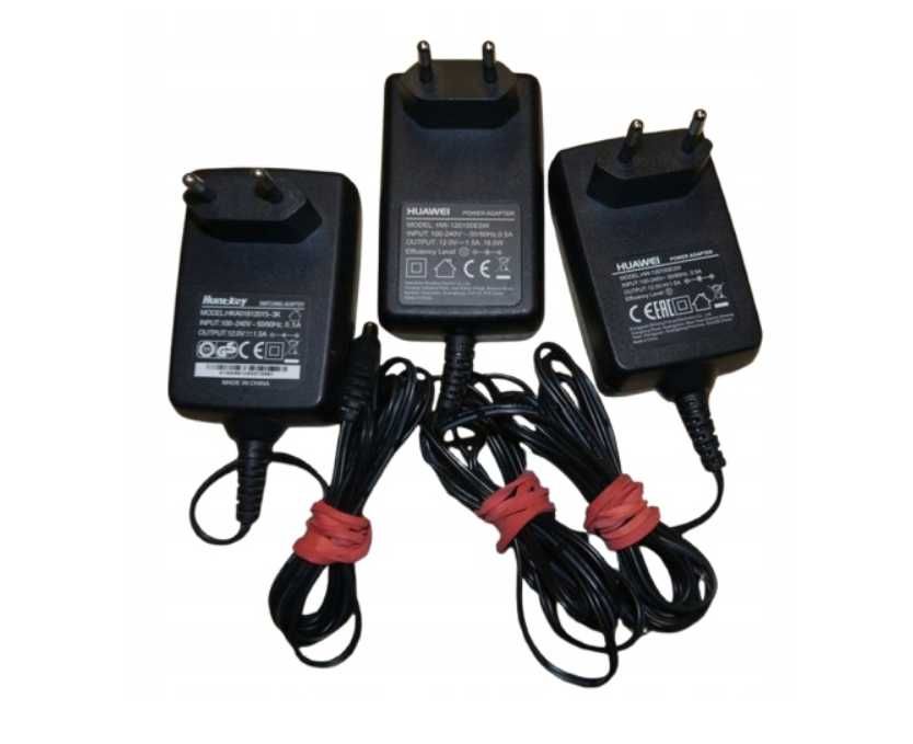 10x Zasilacz wtyczkowy HUAWEI/ HUNTKEY 12V 1,5A 18W WTYK 5,5x2,1 mm