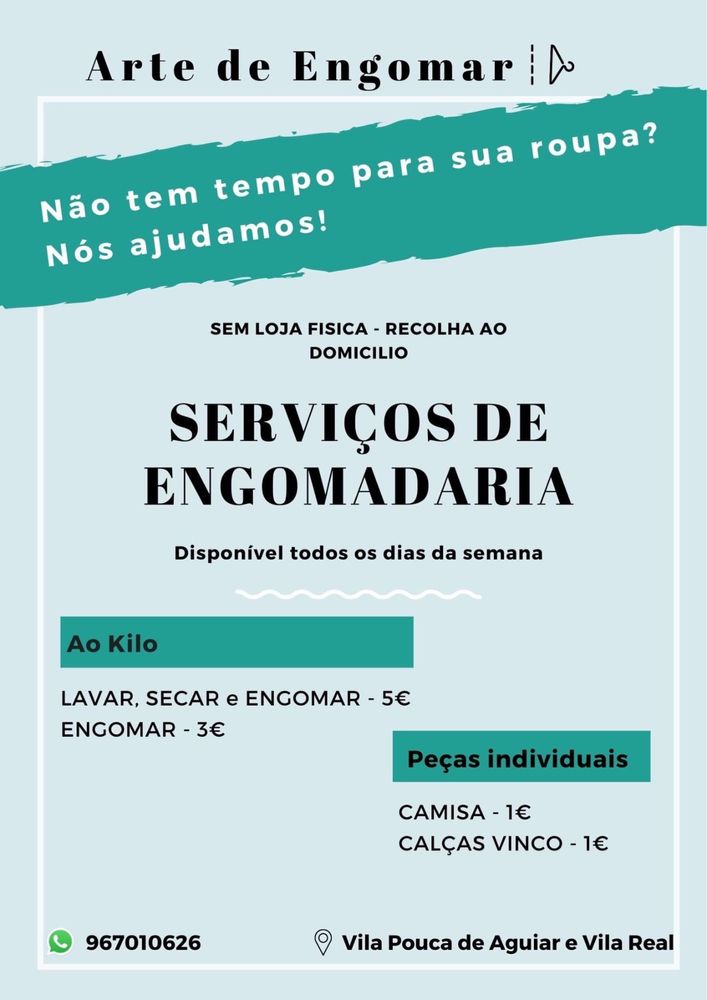 Serviços de Engomadoria