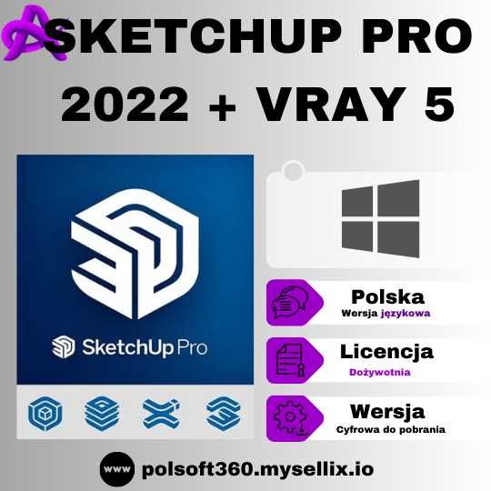 SketchUP Pro 2022 + VRAY 5 | Licencja Wieczysta | Windows