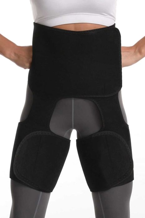 Чорний неопреновий унісекс пояс для схуднення на живіт стегна розмір М