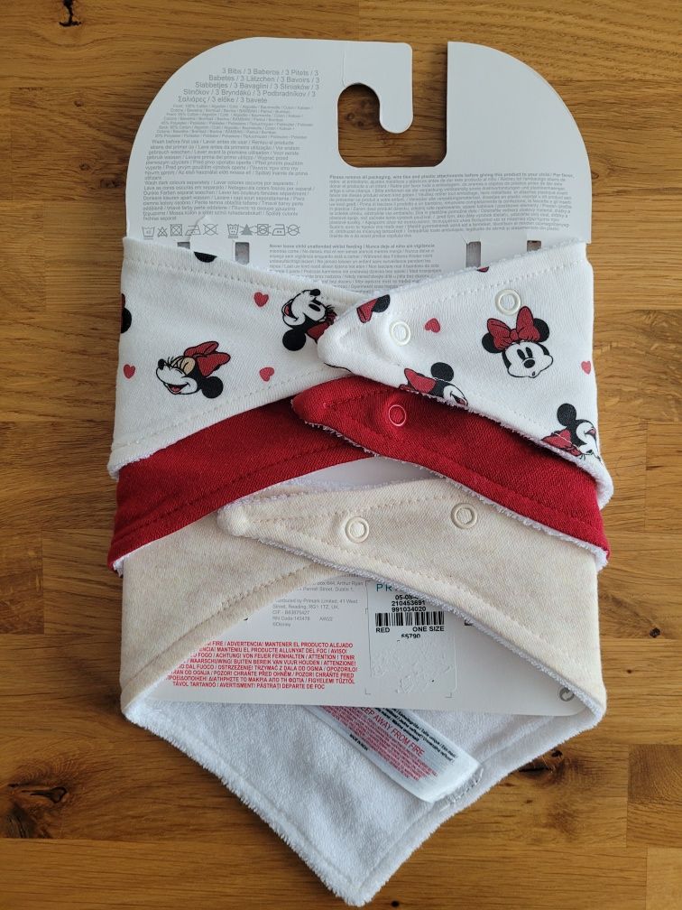 Chustki apaszki śliniaki niemowlęce Primark Minnie Mouse Disney 3pack