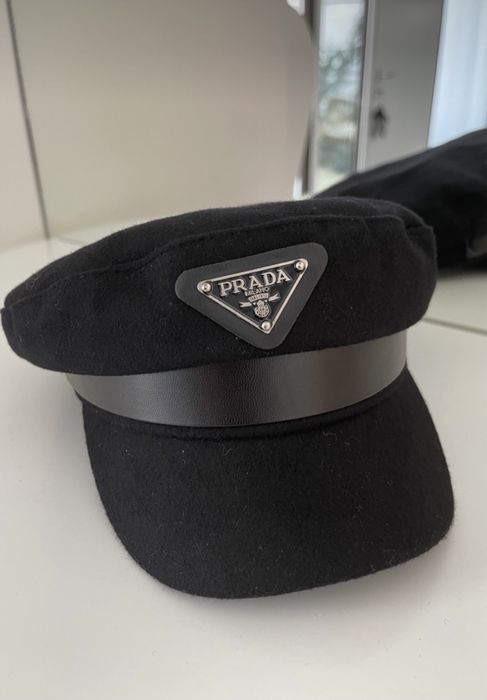 Kaszkiet Prada Czarny Czapka Damski z daszkiem