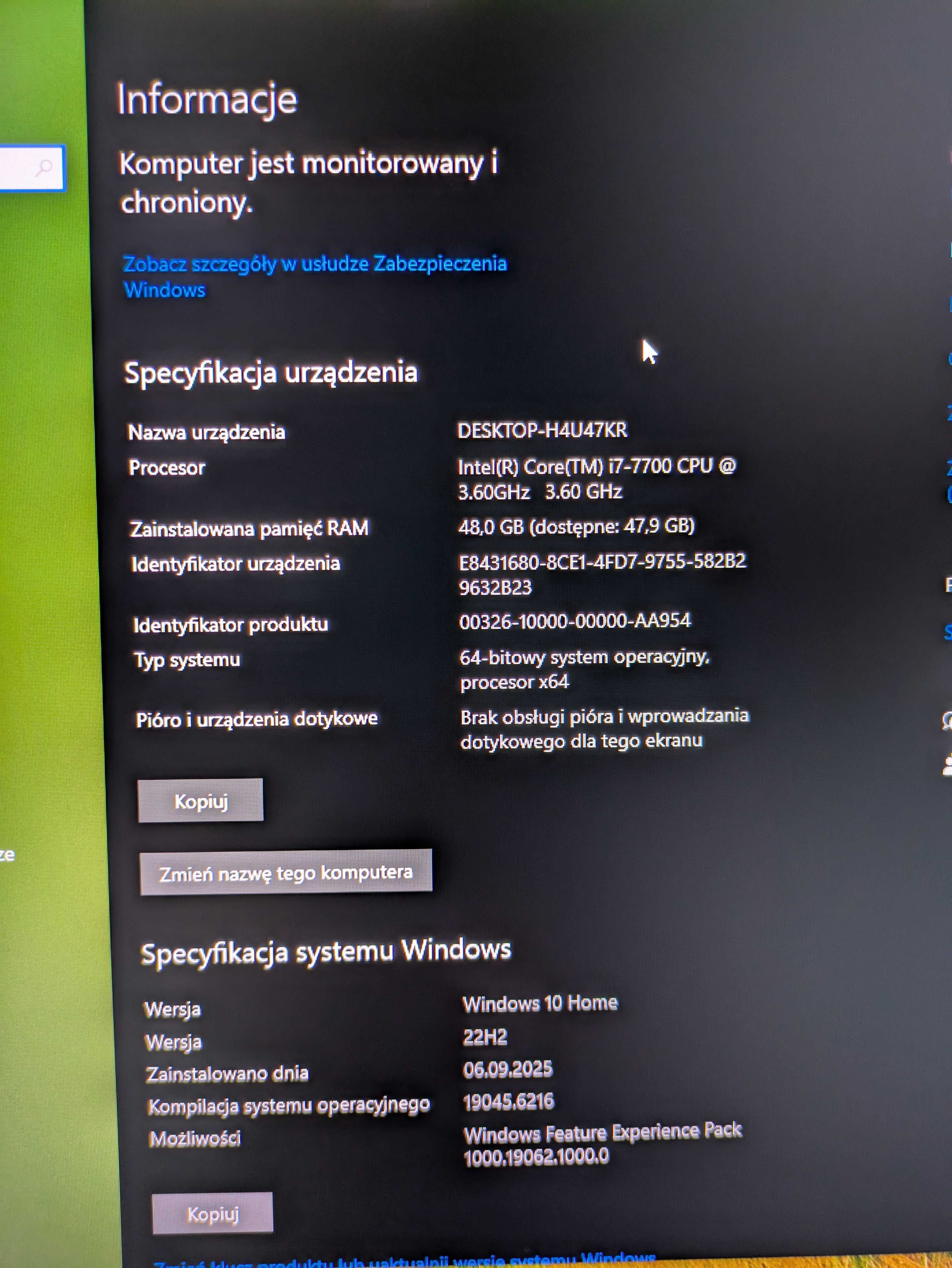 Komputer PC | Intel i7-7700 | NVIDIA GTX 1070 | 48 GB RAM DDR4