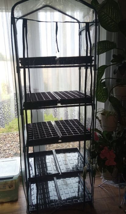 Szklarnia ogrodwa balkonowa tunel foliowy duży z pułkami 5 poziomów