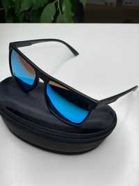 Мужские солнцезащитные очки Cheysler черные с синими линзами Polaroid