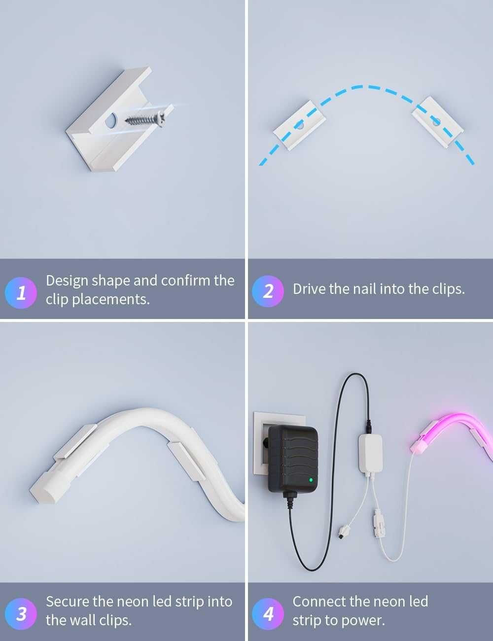 Faixa Smart LED Néon Flexível, RGB, com App e Sincronização Musical 3m