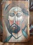 ikona deska Pantokrator prezent Jezus drewno