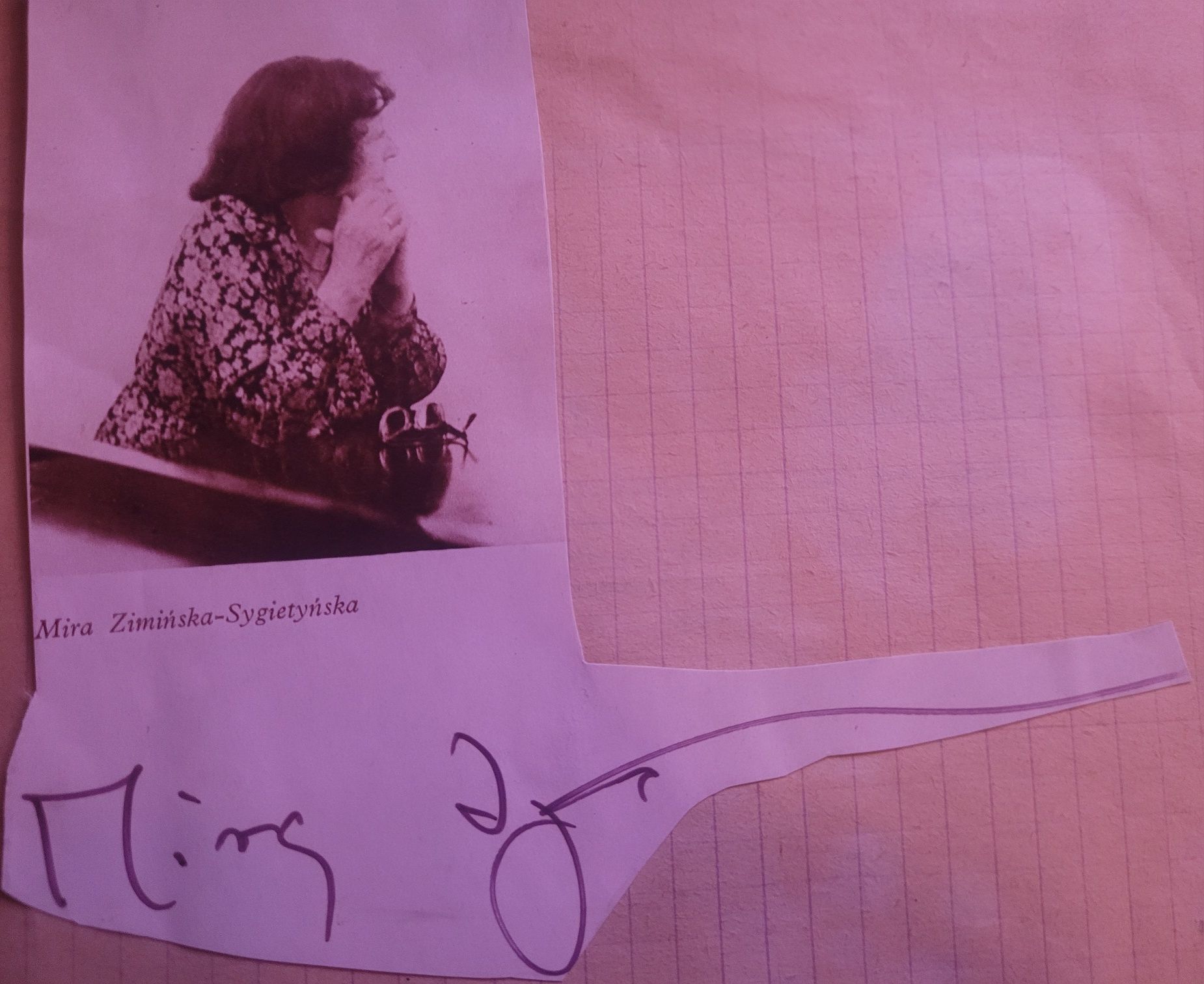 Autograf Mira Zimińska-Sygietyńska 1976 r