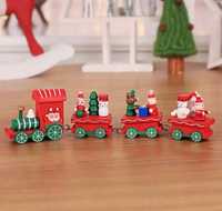 Ozdoba świąteczna dekoracja drewniany pociąg dla dzieci Xmas