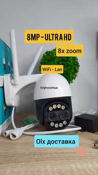 WiFi поворотна IP камера 8мп нічне бачення 8х zoom 4к вулична imou