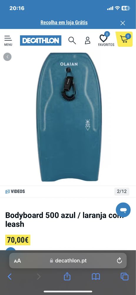 Prancha Bodyboard com leash +( oferta de capa protectora)