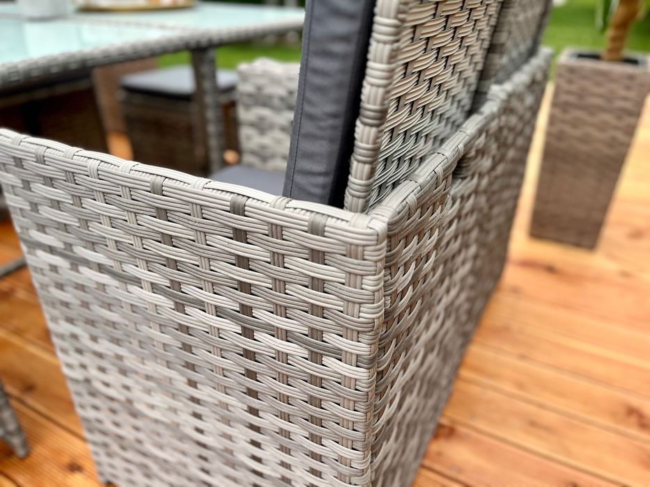 Zestaw Korfu XXL technorattan szary brąz zestaw obiadowy na taras