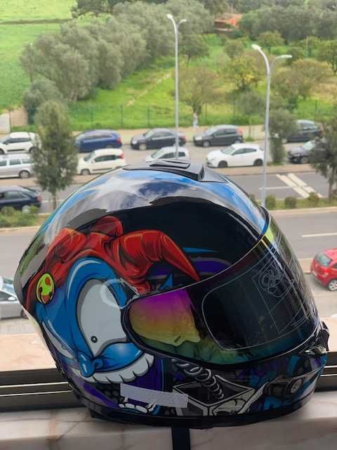 capacete esportivo (m) proteção de pescoço corta vento new helmet blue