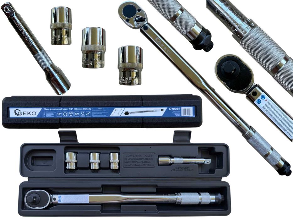 Klucz dynamometryczny - nasadki,przedłużka 1/2" 28-210Nm