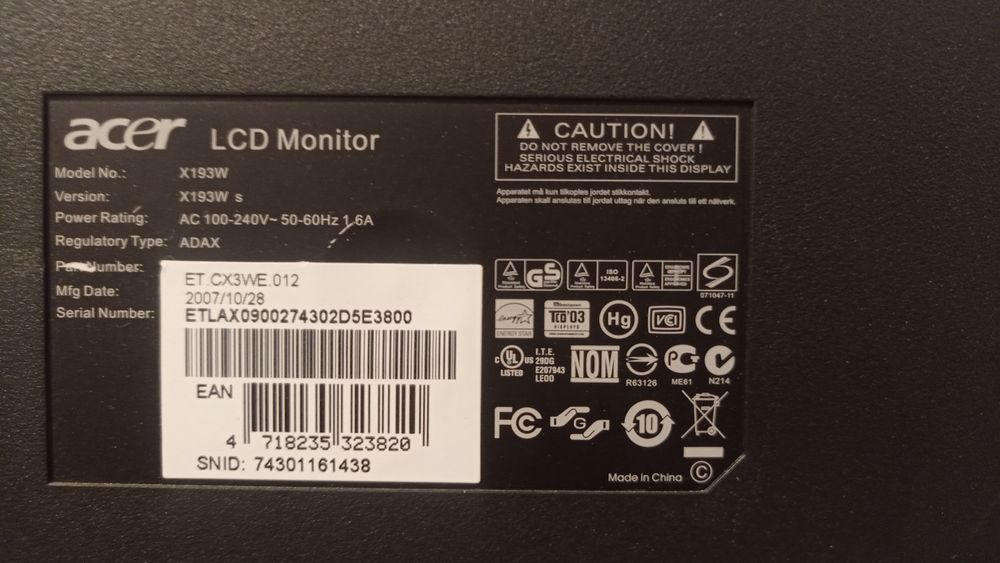 Acer x193w б/у состояние