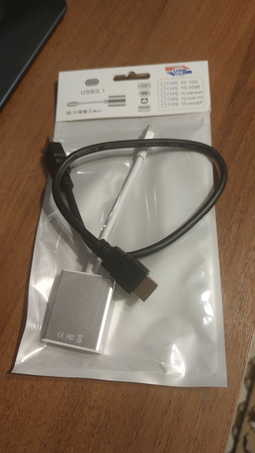Переходник USB-C to HDMI + кабель HDMI-HDMI 50cм