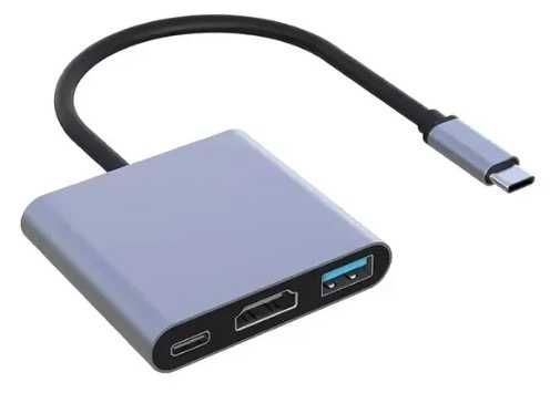 USB Hub 3 в 1 -> USB-A 3.0, HDMI 4k, USB Type-C PD