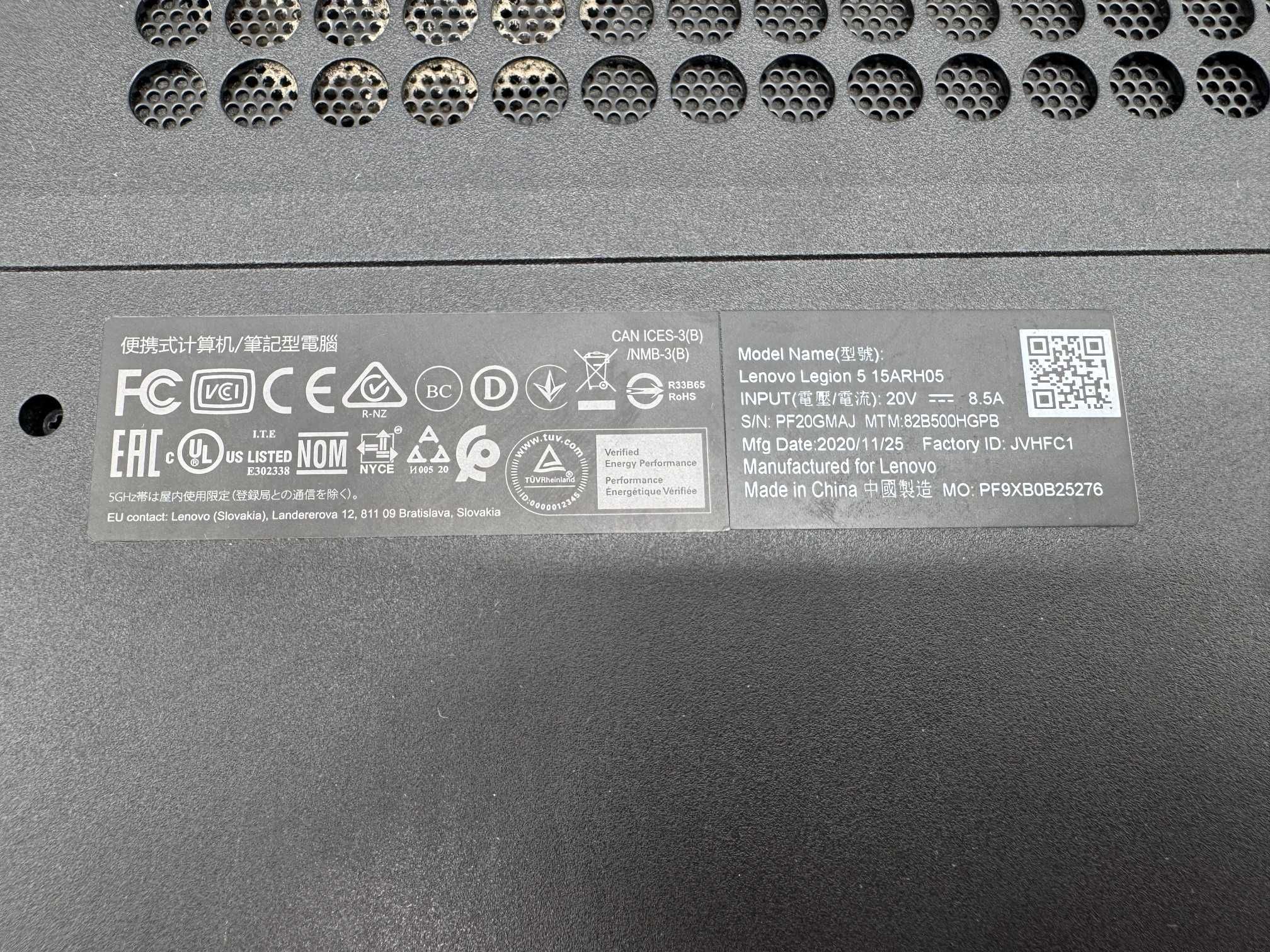 Laptop Lenovo Legion 5 15ARH05 RYZEN 5 4600H 8/512GB GTX 1650TI