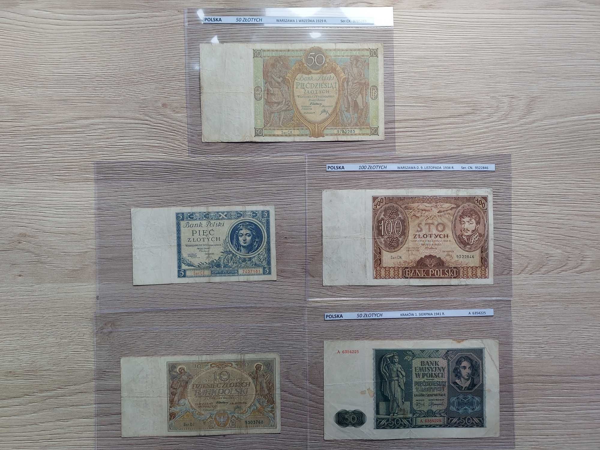 Stare Polskie banknoty w koszulkach