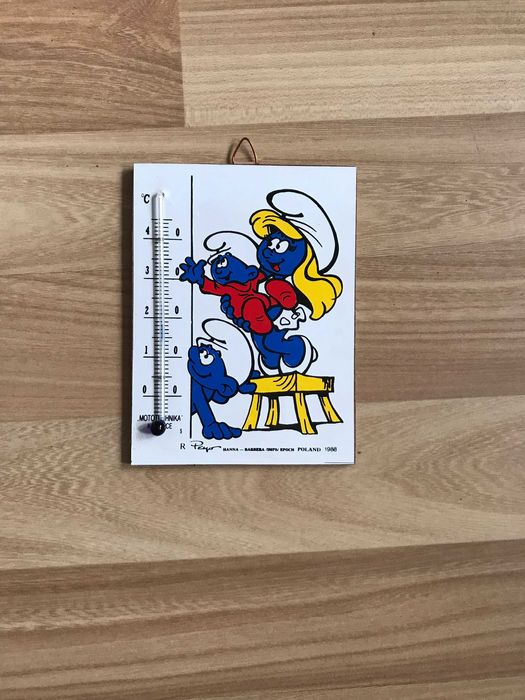Smerfy Termometr pokojowy lata 80 Smurfs pamiątki PRL antyki
