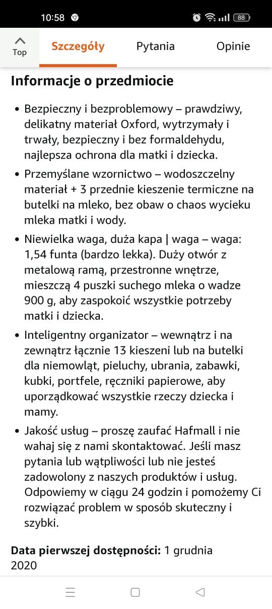 Torba/ plecak do przewijania dziecka Nowa