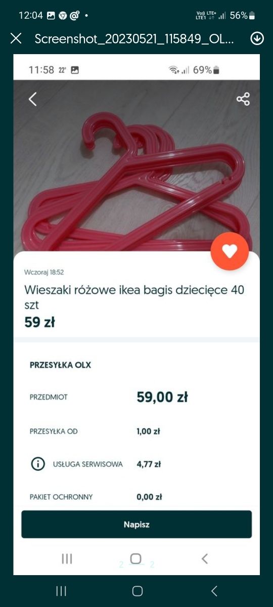 Ikea bagis 60 szt wieszaki zielone niebieskie rózowe 60 szt