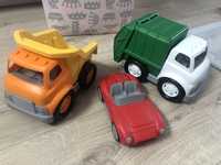 Śmieciarka, ciężarówka, auto sportowe - gruby plastik - zestaw autek