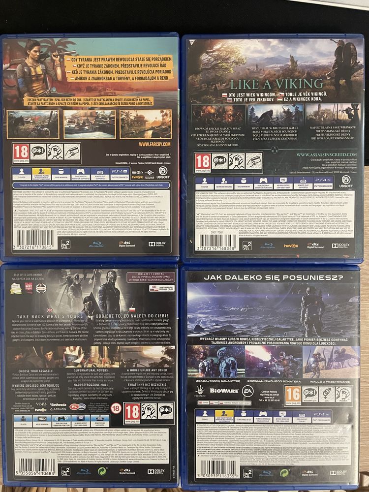 PS5 Gry Assasins Creed Valhalla, Dishonored 2, Mass Effect Andromeda