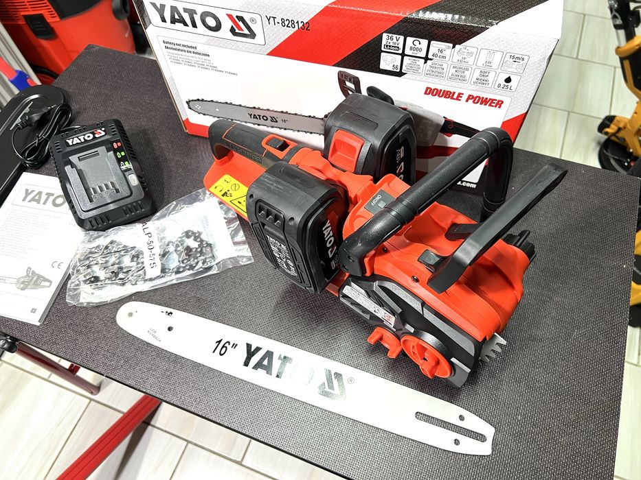 Пила цепная аккумуляторная YATO YT-828132 Комплект (АКБ 2 x 4Ач + ЗУ)