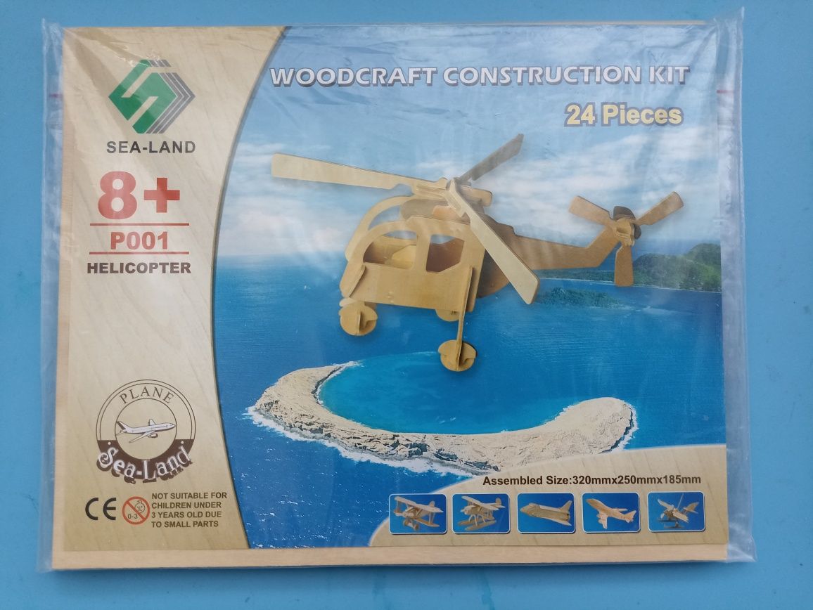 Helikopter prosty model drewniany