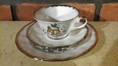 Porcelana KLEIBER REGNITZLOSAU Bavaria, TRIO Silberhochzeit