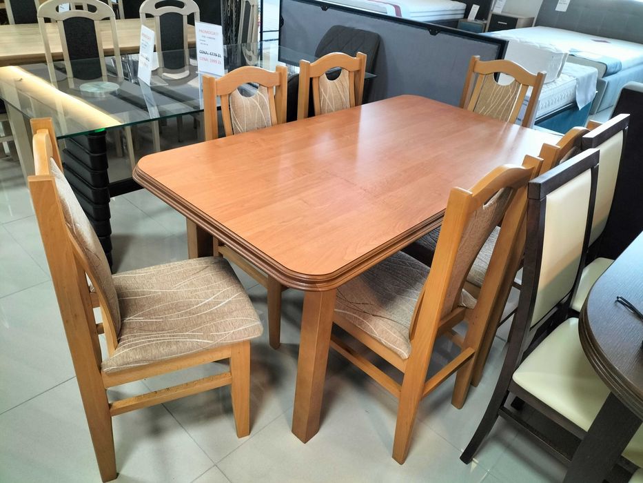 (126WN) Stół rozkładany olcha  + 6 krzeseł, wyprzedaż 799 zł