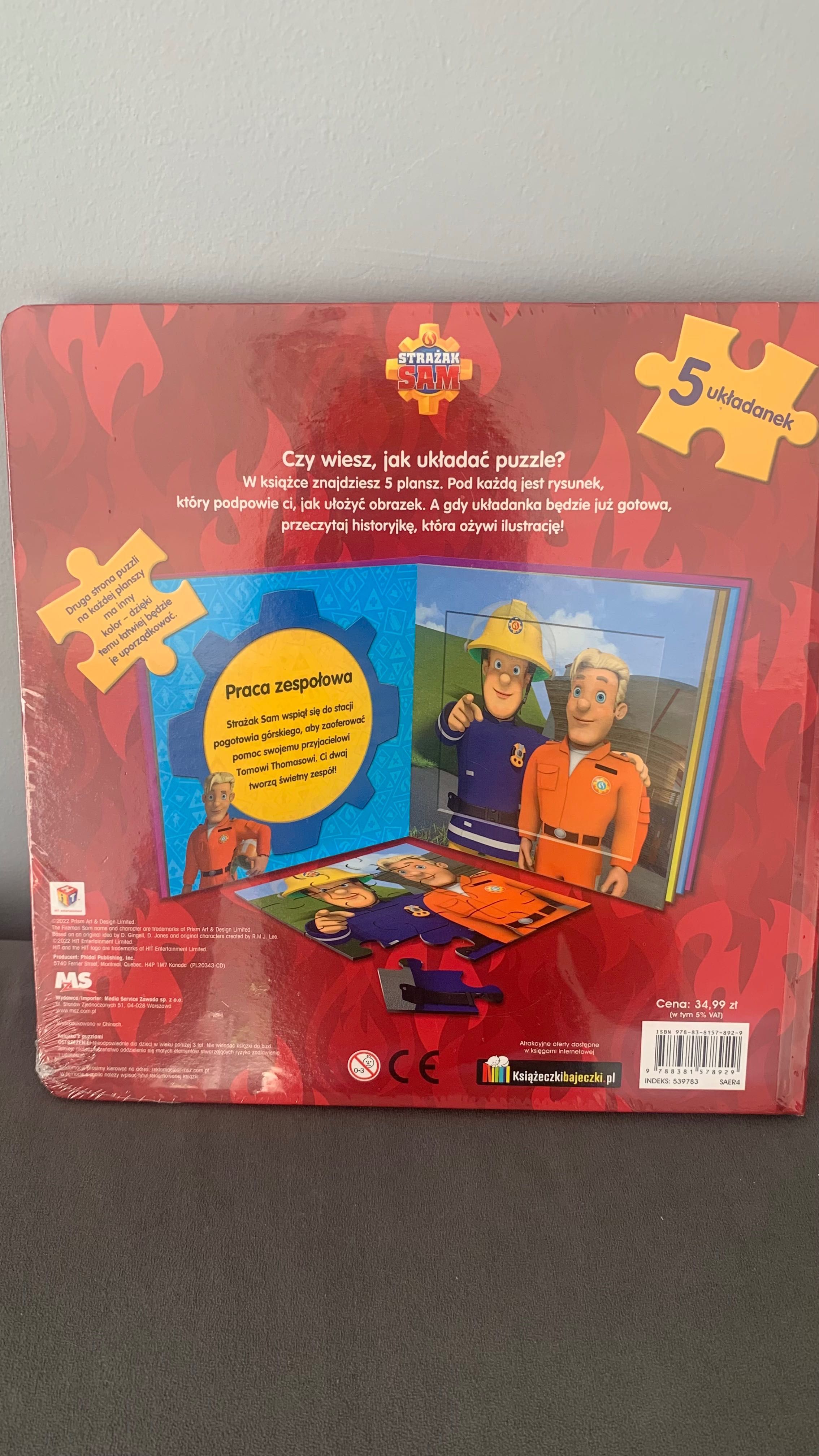 Książka książeczka strażak sam staż puzzle dla dziecka nowa