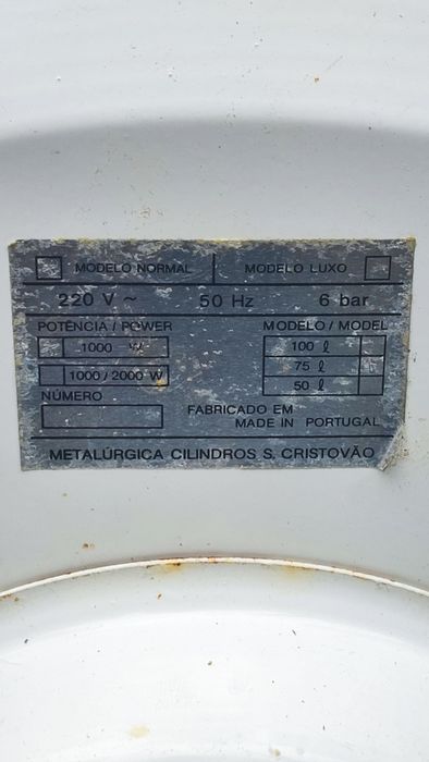 Cilindro/Termoacumulador água quente S.Cristovao