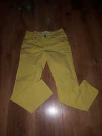 Spodnie żółte H &M 36 S proste nogawki