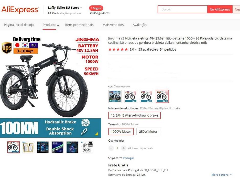 e Bike JINGHMA R5 roda 26"