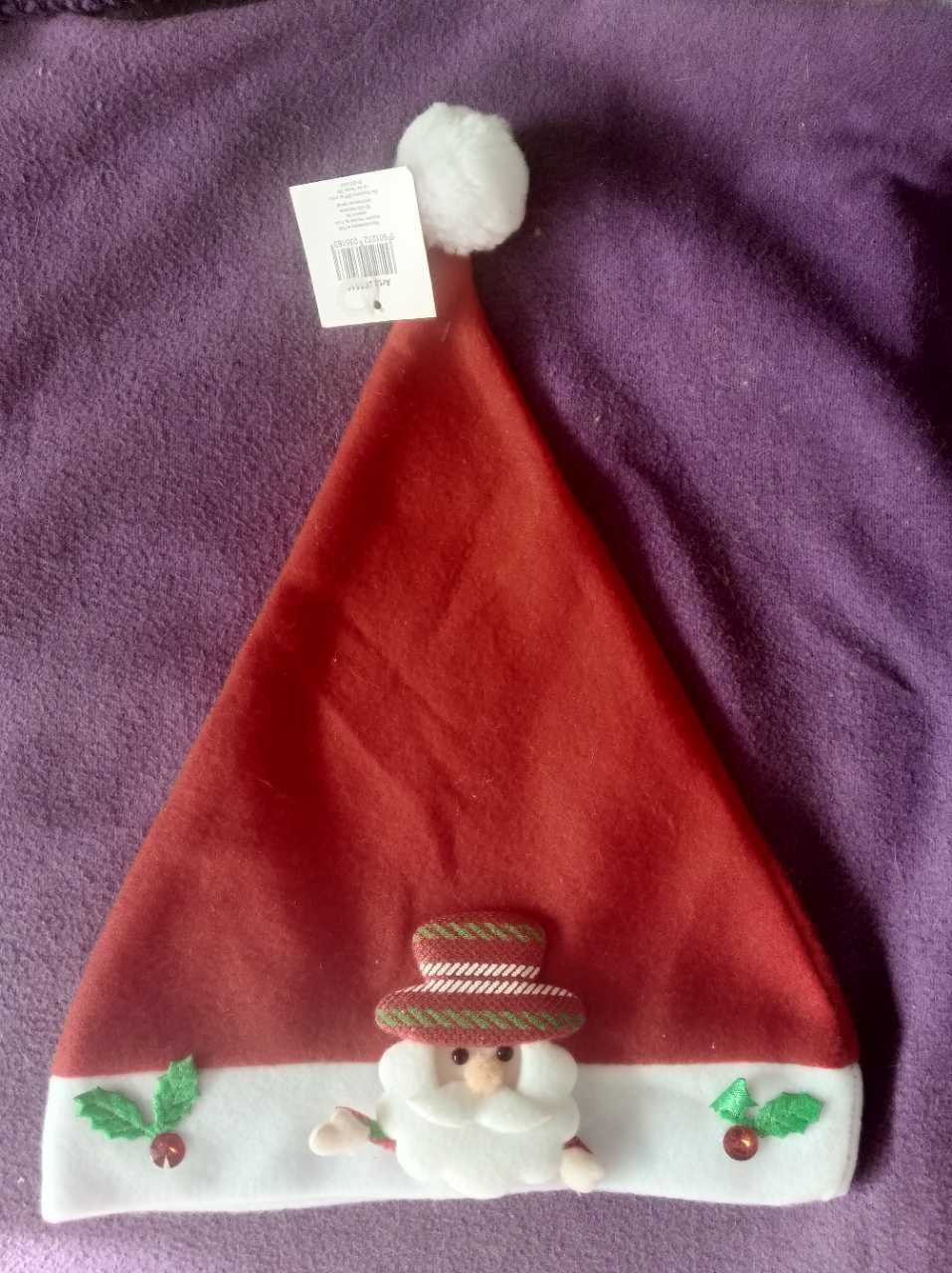 Czapka Mikołaja z ozdobami (nowa) Boże Narodzenie, Mikołaj
