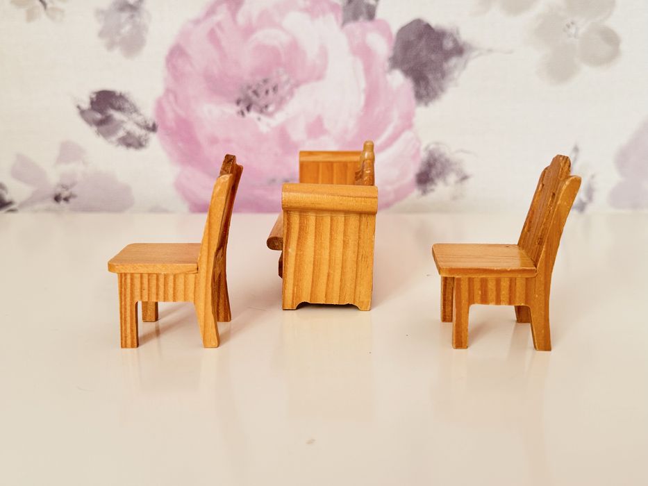 Drewniane mebelki lundby, sofa krzesło, meble do domku dla lalki