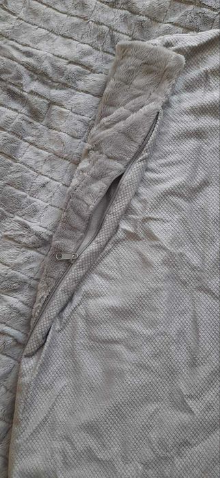 Плюшеве двошарове покривало-ковдра на блискавці 135х200см, сірий